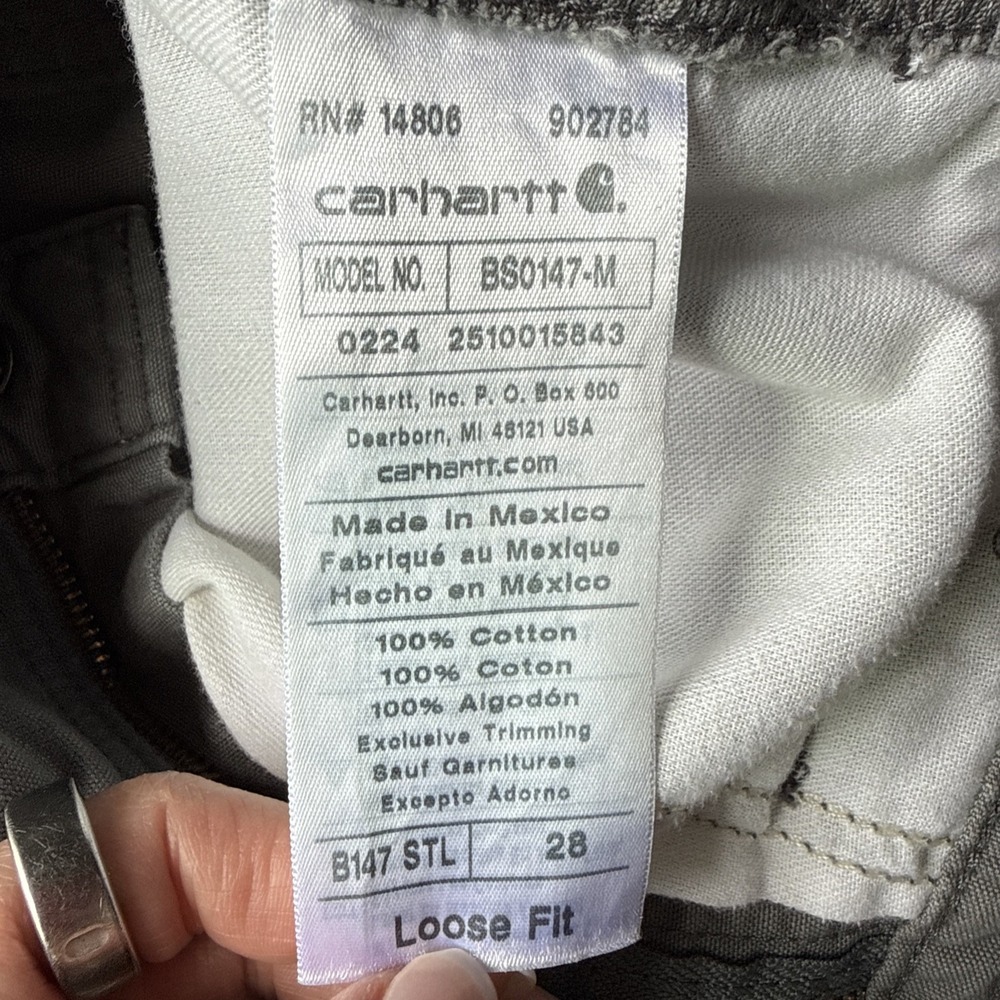 Carhartt Carpenter Shorts Mens Size 28 B147STL Work Canvas LOOSE FIT GREEN NWOT - Picture 5 of 6